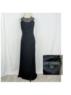 David Meister Black Gown 4 Small Beaded Formal